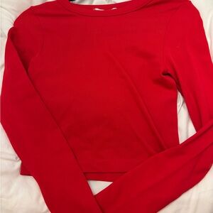 Chic Red Long Sleeve Women's Top